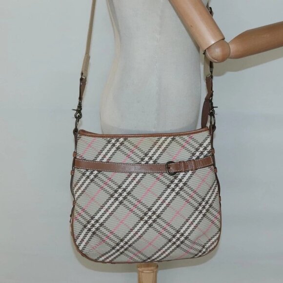 BURBERRY Nova Check Blue Label Shoulder Bag Canvas Beige - Picture 15 of 16
